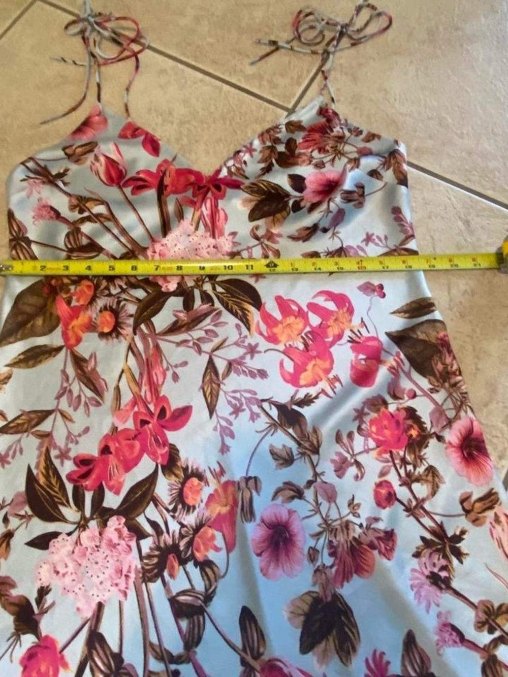 Victoria's Secret Light Blue Floral Slip Dress with Pink Accents - Picture 4 of 8